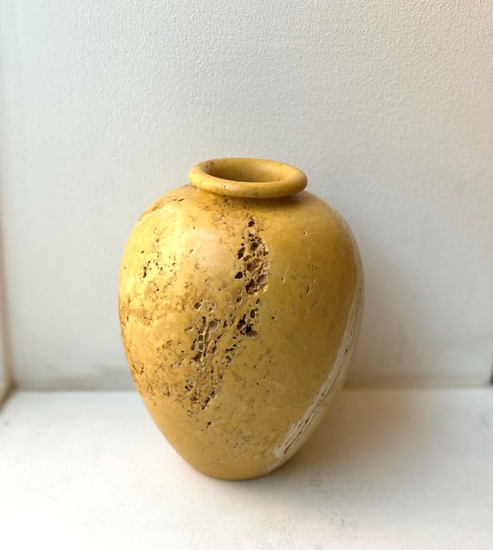 Travertine Vase - Oval Large - Yellow - Kaja Skytte
